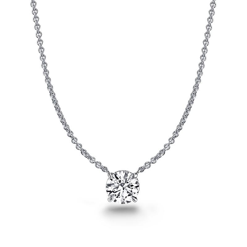 14K White Gold 4 Stone Diamond Journey Necklace 0.40ct 010332